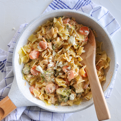 Fleckerl mit Brokkoli und Karotten