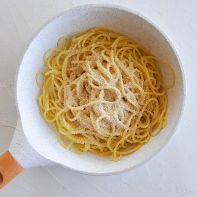 Bröselspaghetti mit Mangold