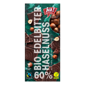 Bio-Edelbitterschokolade 60% mit Haselnussstückchen