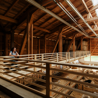 Elisabeth Stangl im Schafstall