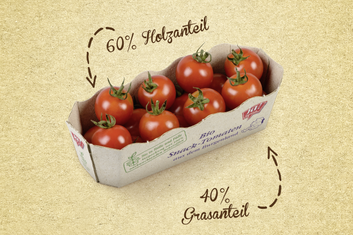 Ein Karton Ja! Natürlich Bio-Paradeiser.