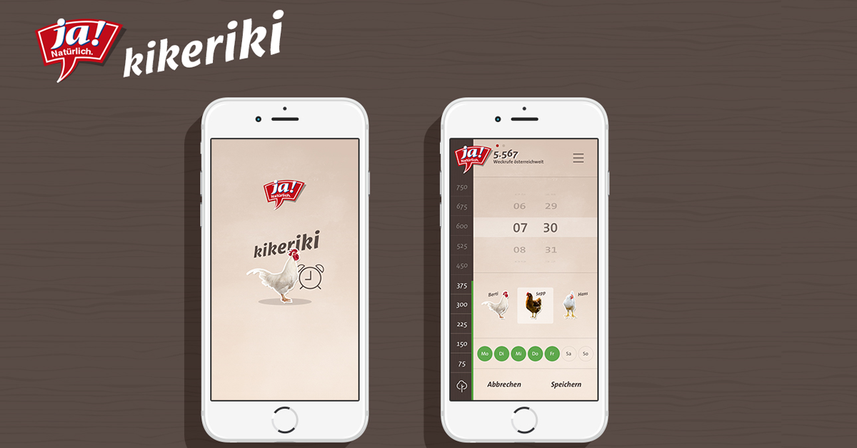 Screenshots aus der Ja! Natürlich Wecker-App.