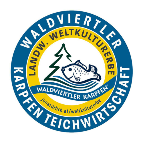 Weltkulturerbe Logo für die Waldviertler Karpfen Teichwirtschaft
