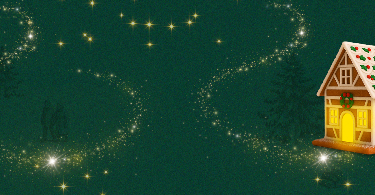 Ja! Natürlich Adventkalender Headerbild mit Lebkuchenhäuschen rechts