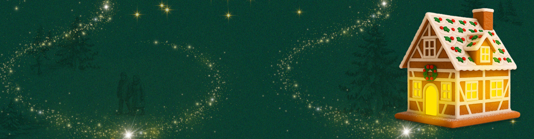 Ja! Natürlich Adventkalender Headerbild mit Lebkuchenhäuschen rechts