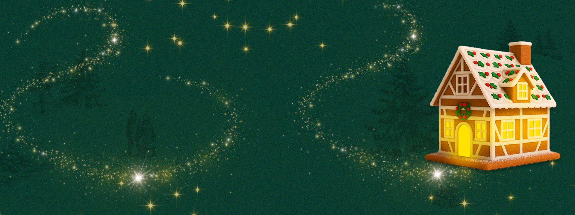 Ja! Natürlich Adventkalender Headerbild mit Lebkuchenhäuschen rechts