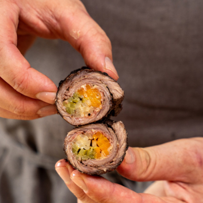 Rinderroulade aufgeschnitten