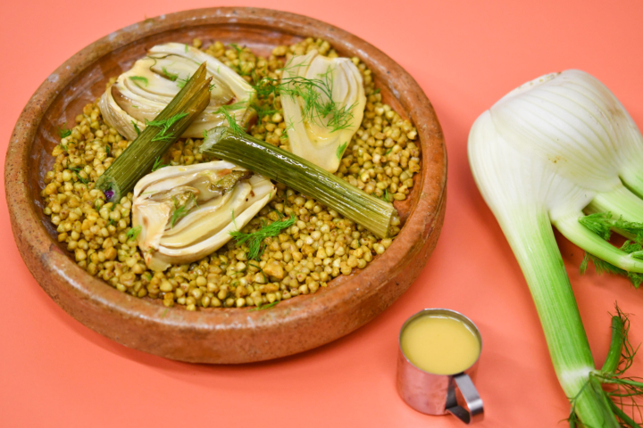 Geschmorter Fenchel mit Buttersauce und Buchweizen