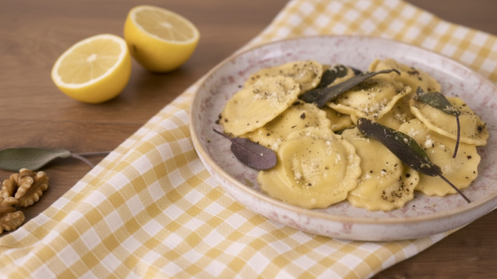 Bio-Fiori mit brauner Butter und Nüssen