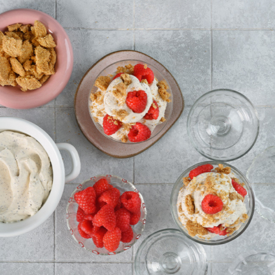 Schichten des Tiramisus in einem Glas