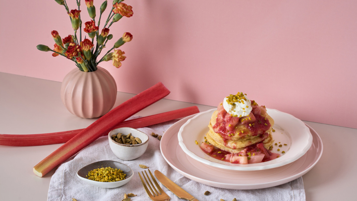Kardamom Rhabarber Pancakes