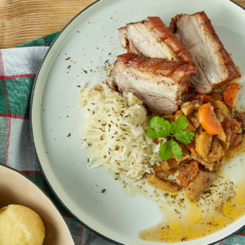 Bio-Schweinsbraten mit Sauerkraut