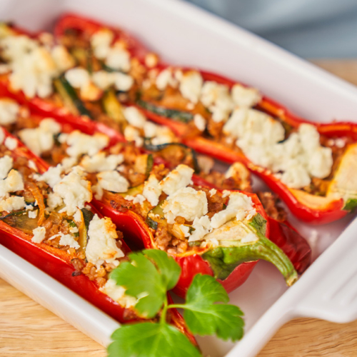 Gefüllt Ja! Natürlich Bio-Paprika mit Käse.