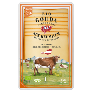 Bio-Gouda Scheiben aus Heumilch geräuchert