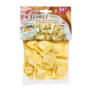 Bio-Ravioli mit Schinkenfülle vom Strohschwein