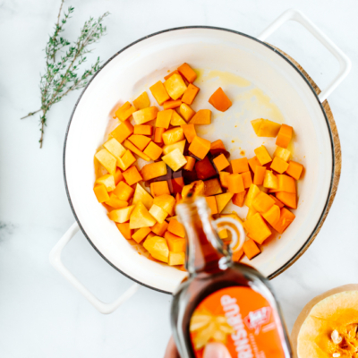 Anbraten von Kürbis & Süßkartoffel