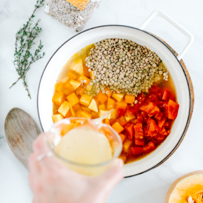 Tomaten, Linsen & Gemüsebrühe dazu