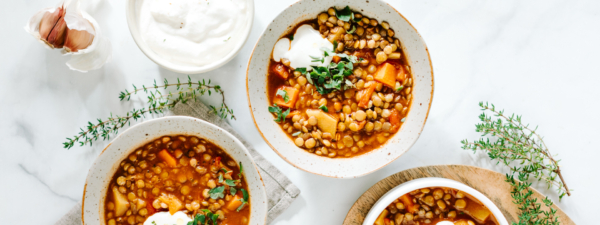 Linsensuppe mit Knoblauchcreme