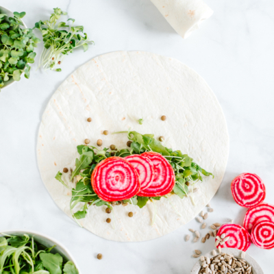 Burrito mit Chioggia-Rübe belegen