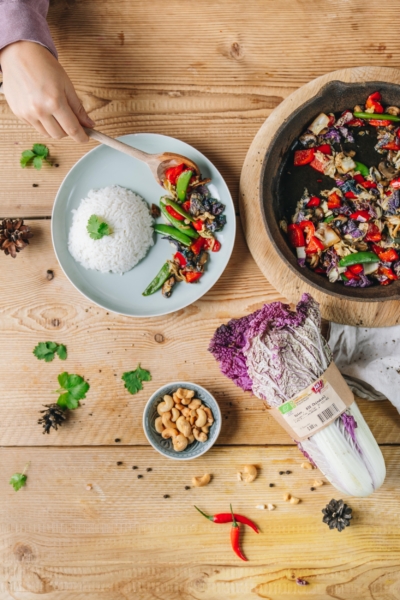 Chinakohl rot Gemüsepfanne