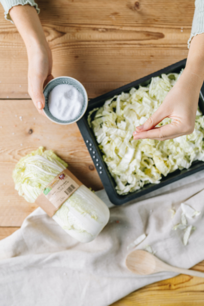 Chinakohl geschnitten