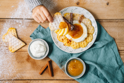 Waffeln mit Bio-Apfelmus