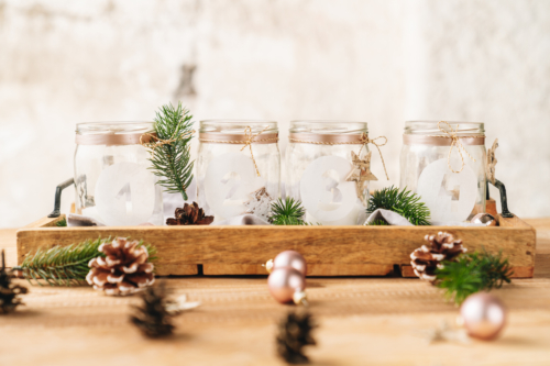 DIY Adventkranz aus Joghurtgläsern