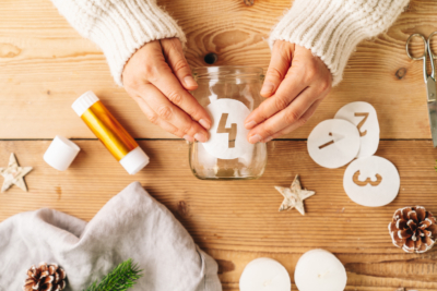 DIY Adventkranz aus Joghurtgläsern