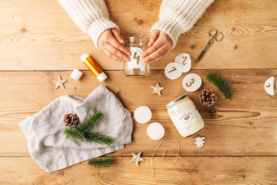 DIY Adventkranz aus Joghurtgläsern