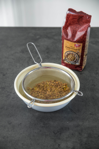 Tellerlinsen einweichen