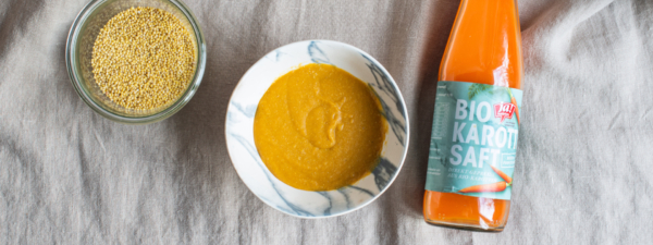 Selbstgemachter Babybrei mit Bio-Jungrind, Goldhirse & Pastinaken