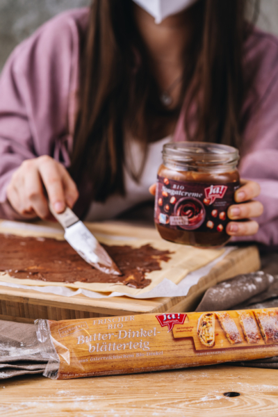 Blätterteig Hasen mit Nougatcreme