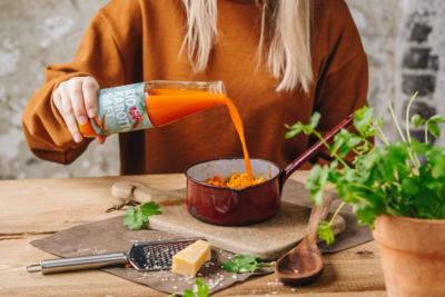 Karottensaft mit Risotto