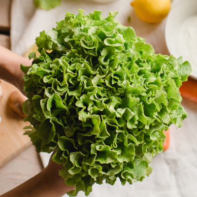 Jemand hält einen Salat.