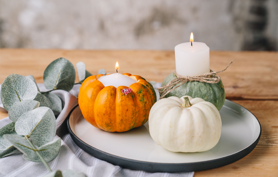 Bio-Ofenkürbis-DIY: Kerzenhalter