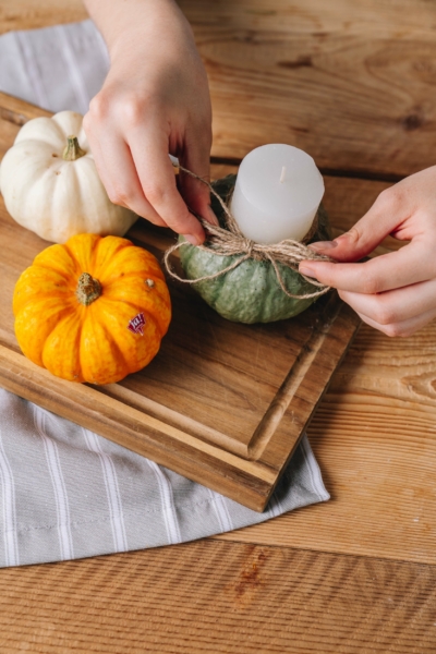 Kerzenhalter DIY Kürbis