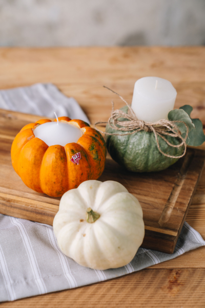 Kerzenhalter DIY Kürbis