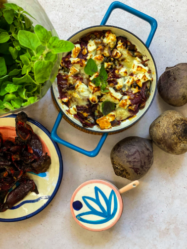 Rote Rüben-Lasagne mit Pesto
