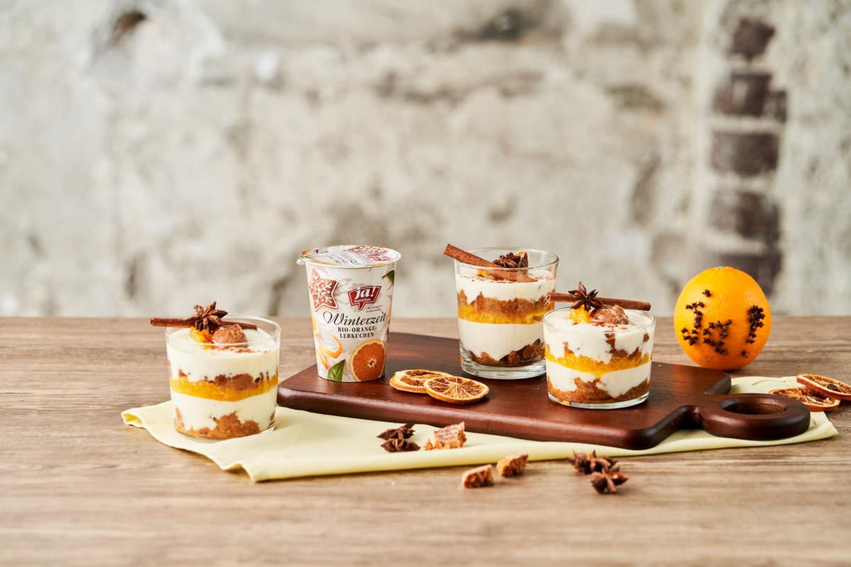 Winterzeit-Bio-Joghurts Orange-Lebkuchen