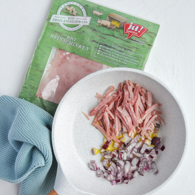 Spinatnockerl Schinken-Sauce littlebee.at