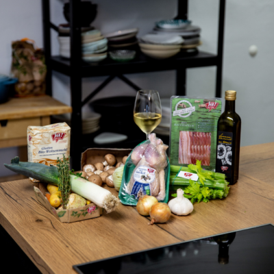 Gockel au vin Marchello Chello